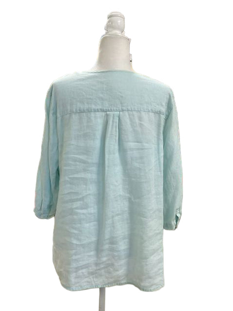J. Jill Light Blue Seashell Green Peasant Blouse Size 1X