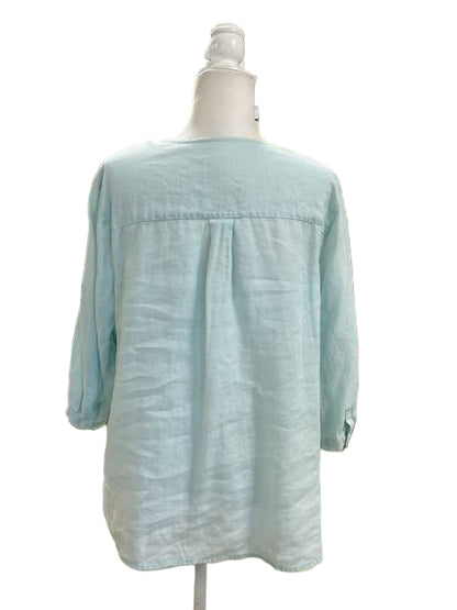 J. Jill Light Blue Seashell Green Peasant Blouse Size 1X
