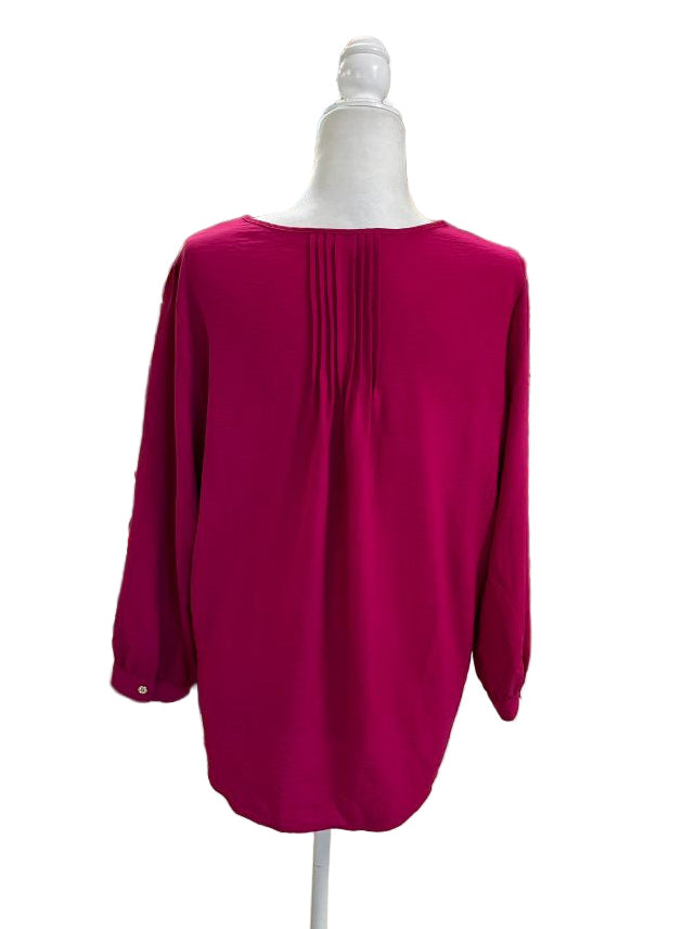 Tommy Hilfiger Long Sleeve Magenta Pintucked Peasant Blouse Size XL