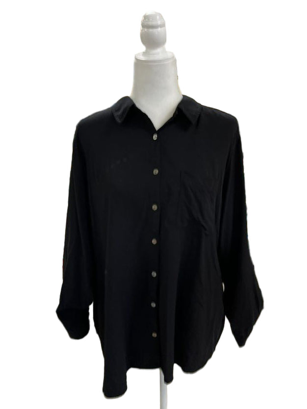 Jane + Delancey Black Button Down Rayon Shirt Size 1X