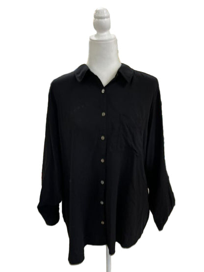 Jane + Delancey Black Button Down Rayon Shirt Size 1X