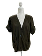 Coldwater Creek Dark Green Short Sleeve Cardigan Size Large NWT