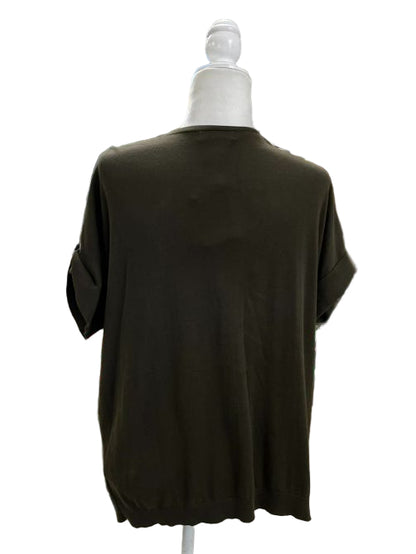 Coldwater Creek Dark Green Short Sleeve Cardigan Size Large NWT