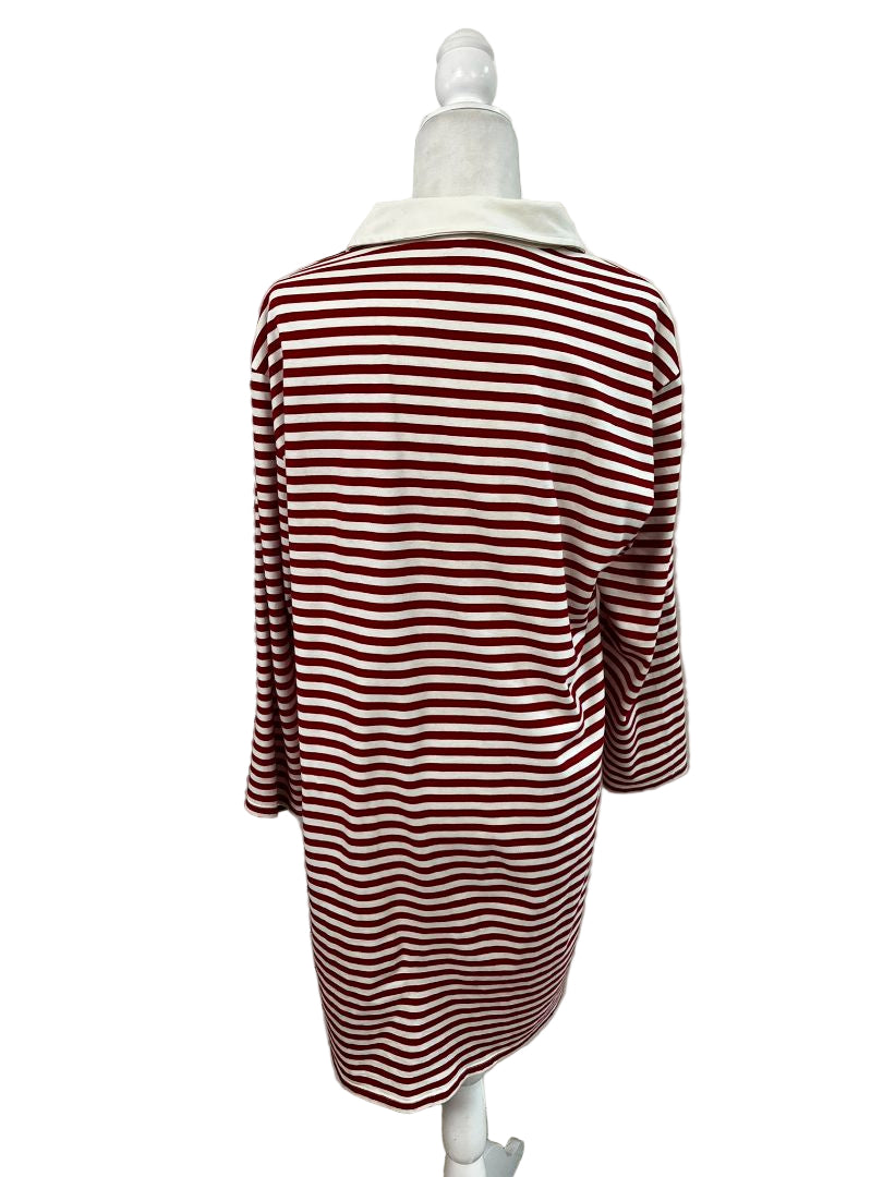 Lands End Red and White Striped Polo Dress Size Medium