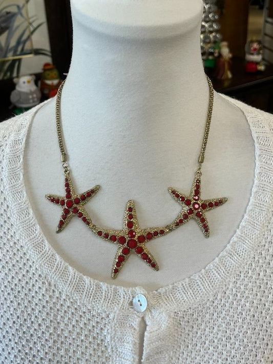 Vintage 3 Red Starfish Necklace 18"-21"