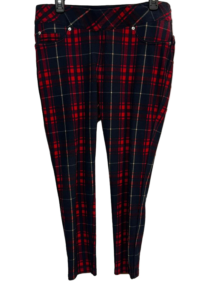 Peter Nygard Luxe Slims Red and Blue Plaid Pants Size Large