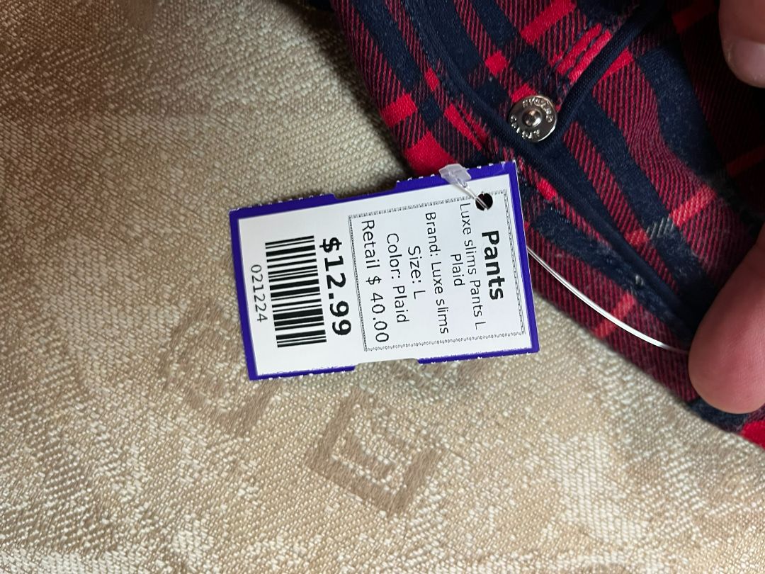 Peter Nygard Luxe Slims Red and Blue Plaid Pants Size Large