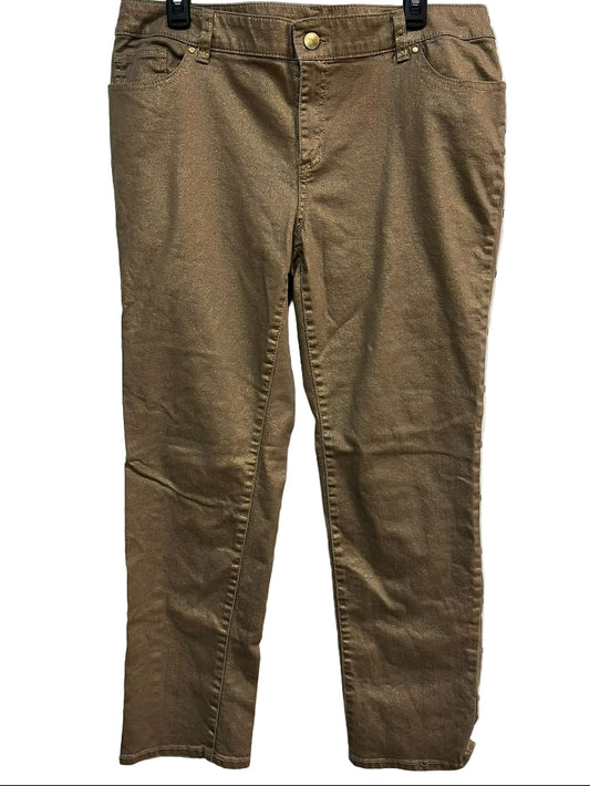 Chico’s Gold Metallic Sparkle Straight-Leg Tan Jeans Chico’s Size 2 - Women’s Large