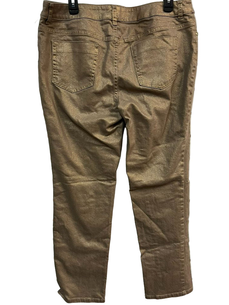 Chico’s Gold Metallic Sparkle Straight-Leg Tan Jeans Chico’s Size 2 - Women’s Large