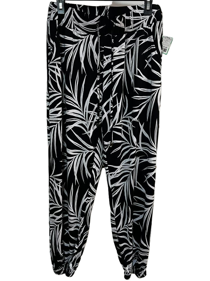Robert Louis Black and White Palm Print Jogger Pants Size Large