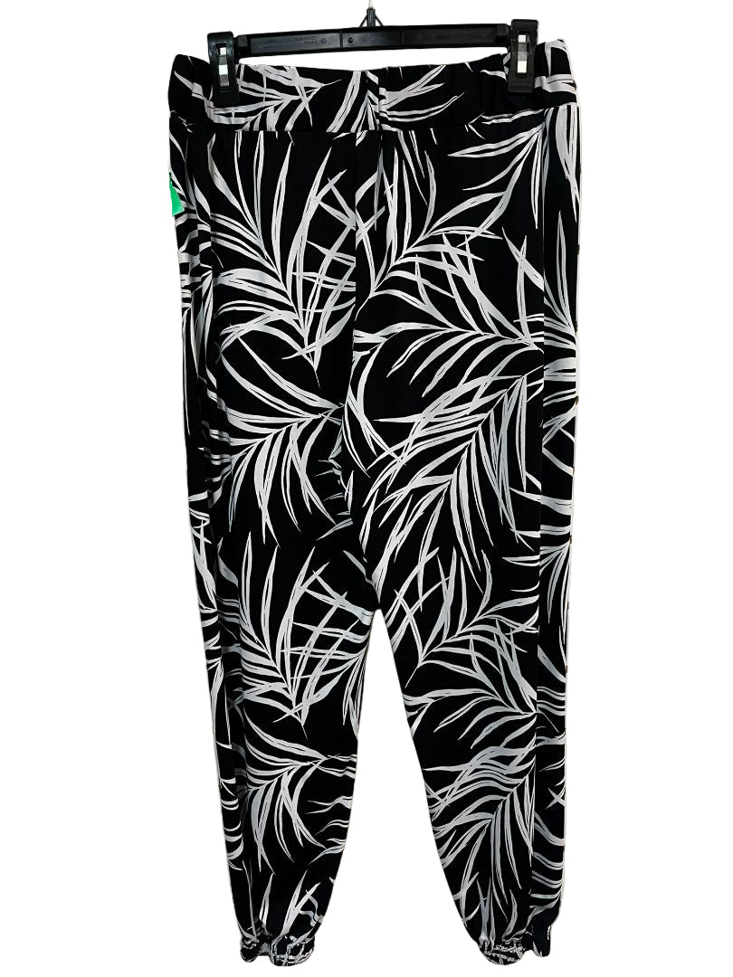 Robert Louis Black and White Palm Print Jogger Pants Size Large