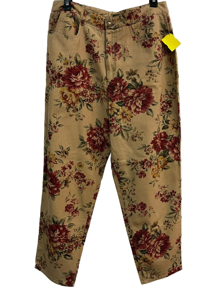 TALBOTS Retro 90s/Y2K Mocha Floral High-Rise Baggy Jeans Size 12