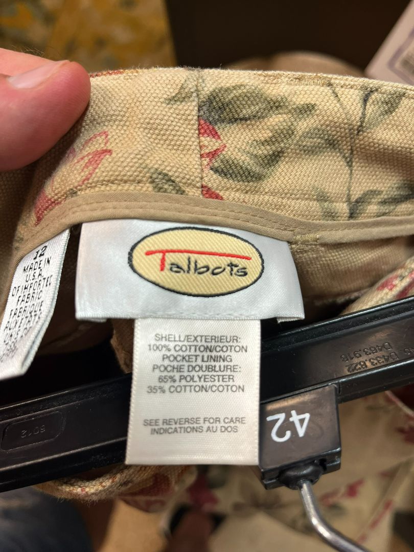 TALBOTS Retro 90s/Y2K Mocha Floral High-Rise Baggy Jeans Size 12