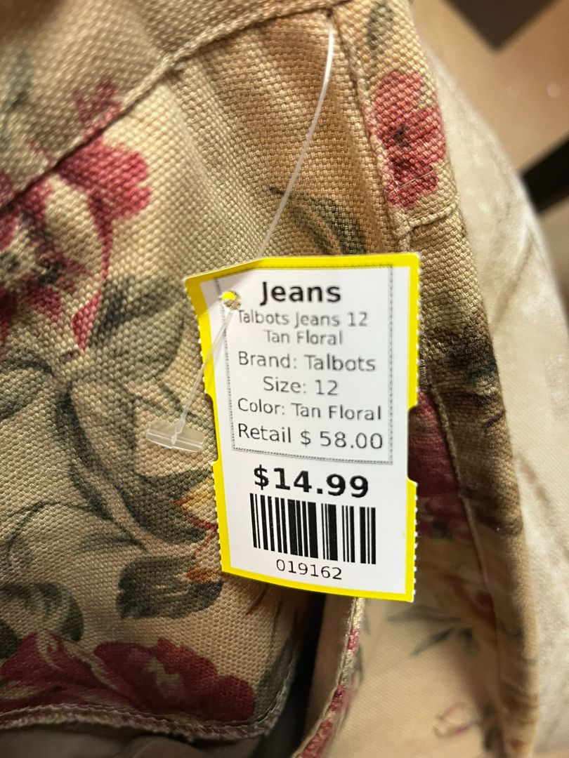 TALBOTS Retro 90s/Y2K Mocha Floral High-Rise Baggy Jeans Size 12