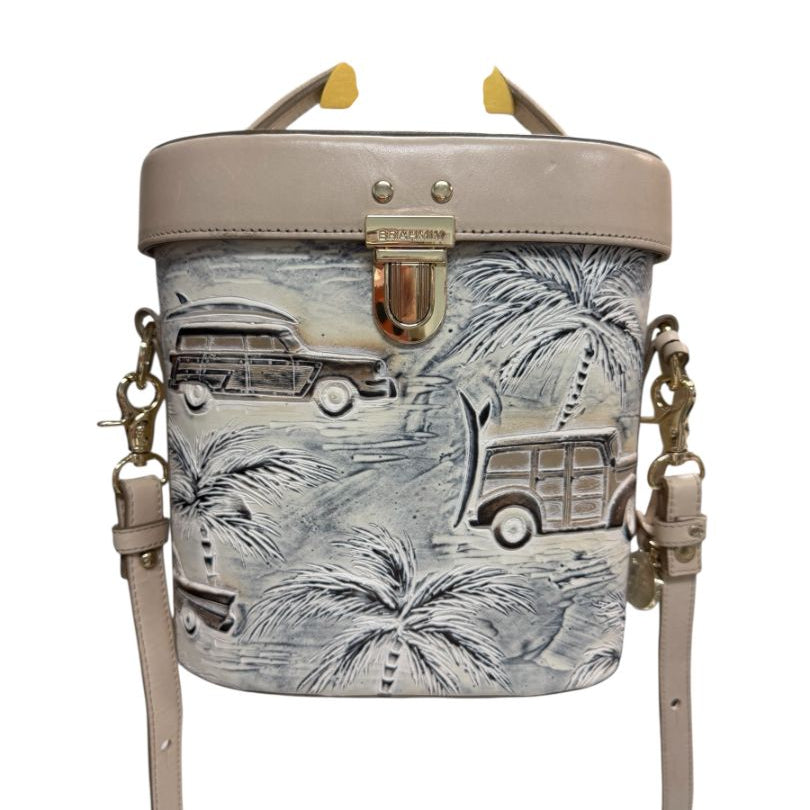 Brahmin Ivory Pip Copa Cabana Hand-Painted Leather Handbag
