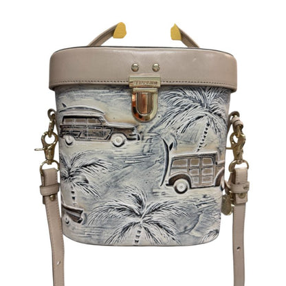 Brahmin Ivory Pip Copa Cabana Hand-Painted Leather Handbag