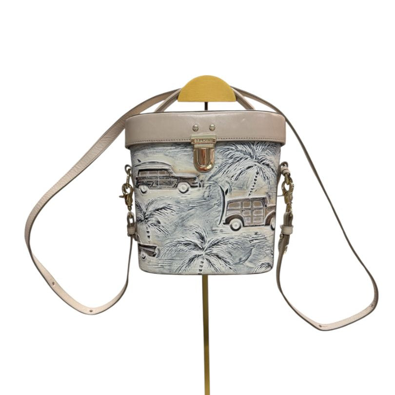 Brahmin Ivory Pip Copa Cabana Hand-Painted Leather Handbag