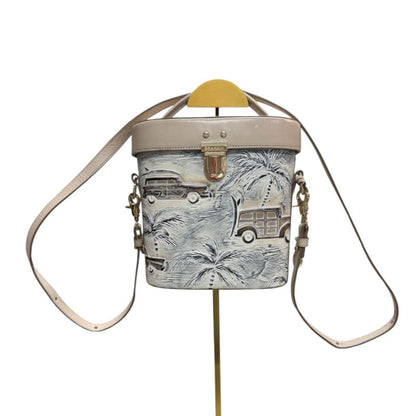 Brahmin Ivory Pip Copa Cabana Hand-Painted Leather Handbag