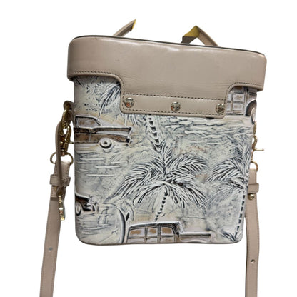 Brahmin Ivory Pip Copa Cabana Hand-Painted Leather Handbag