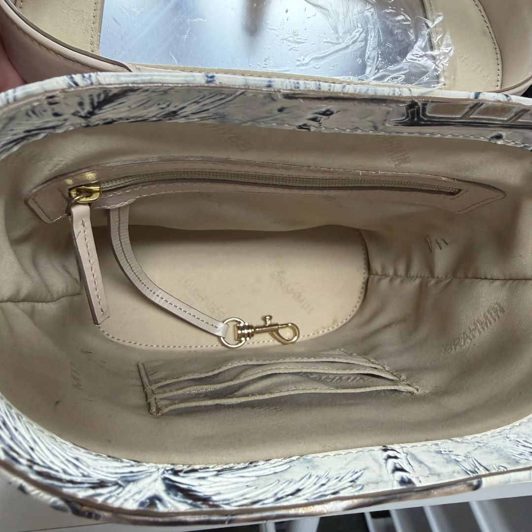 Brahmin Ivory Pip Copa Cabana Hand-Painted Leather Handbag