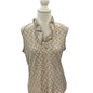 J. McLaughlin Durham Catalina Sleeveless Ruffle Tan & Ivory Top Size Large
