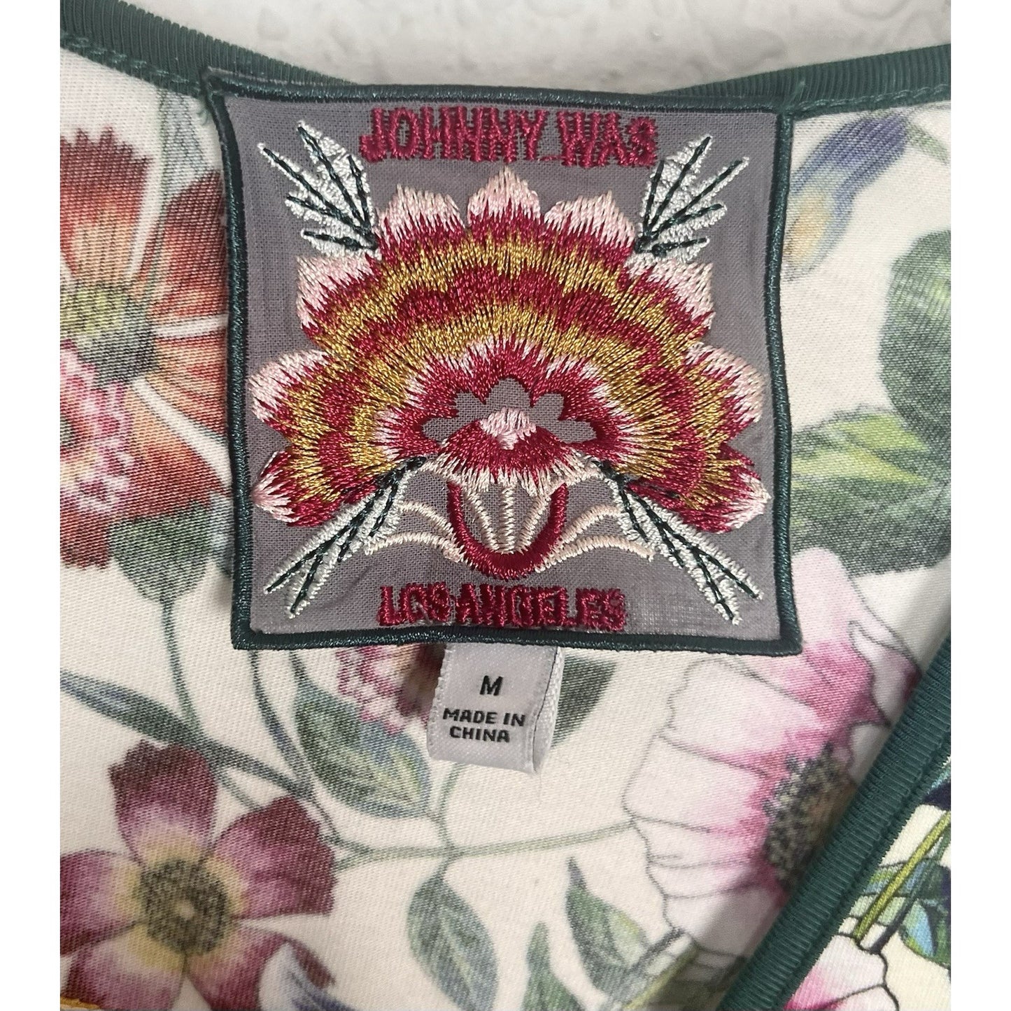 Johnny Was Felix Trapeze Floral & Striped Banboo Midi Casual Dress Medium M