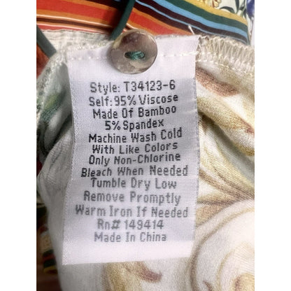 Johnny Was Felix Trapeze Floral & Striped Banboo Midi Casual Dress Medium M