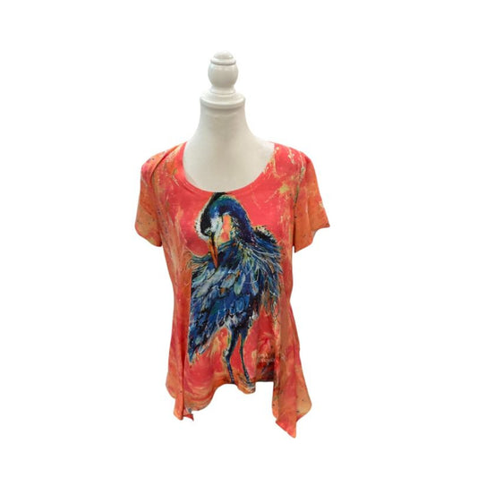 Leoma Lovegrove Blue Heron Burst Tee Shirt Size Medium