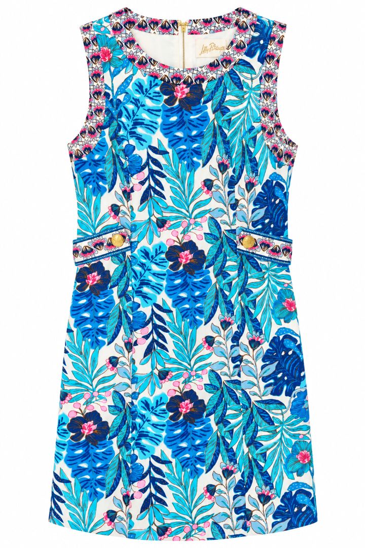 Lilly Pulitzer Blue Multi Leaf Print Dress – Size 10 NWT