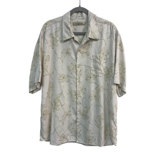 Tommy Bahama Men's Silk Ivory Floral Button Down Shirt Size XL