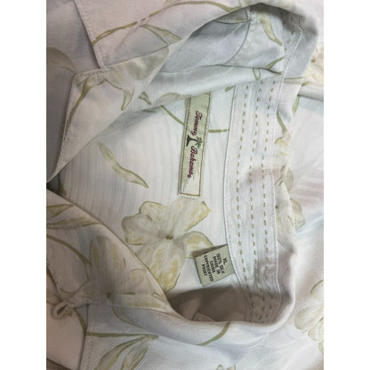 Tommy Bahama Men's Silk Ivory Floral Button Down Shirt Size XL