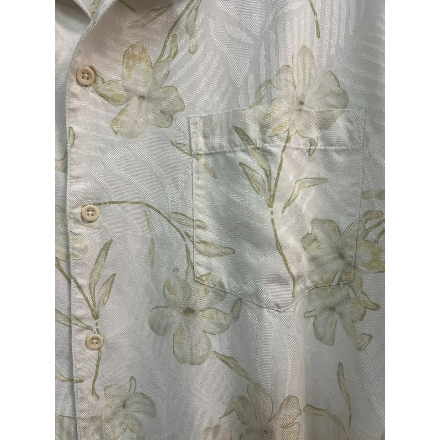 Tommy Bahama Men's Silk Ivory Floral Button Down Shirt Size XL