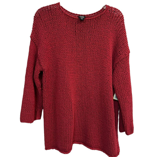 Eileen Fisher Red 100% Cotton Open Weave Tunic Sweater Size 1X