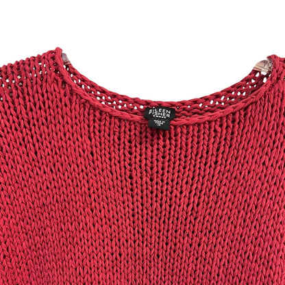 Eileen Fisher Red 100% Cotton Open Weave Tunic Sweater Size 1X