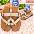 Michael Shannon Ivory Buckle Sandals – Size 8