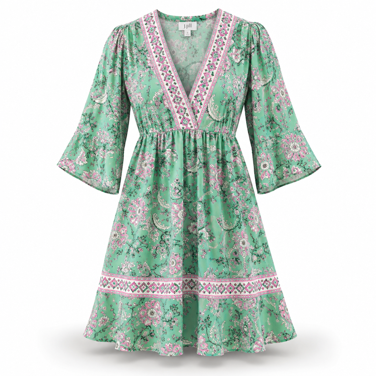 J. Jill Mint Green Paisley Floral Dress – Size Small