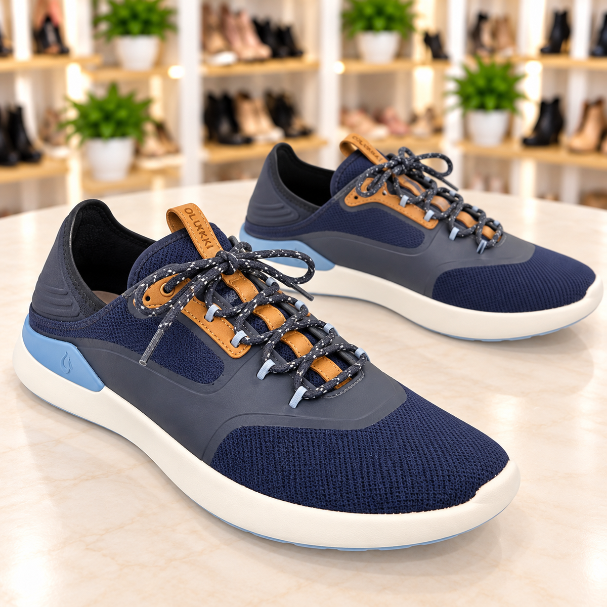 OluKai Navy Blue Athletic Lace-Up Sneakers