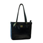 Anne Klein Black Faux Leather Tote Bag With Gold-Tone Lion Logo & Dual Handles