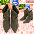 White House Black Market Olive Green Booties – Size 8.5