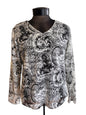 Black and White Paisley V-Neck by Chico's