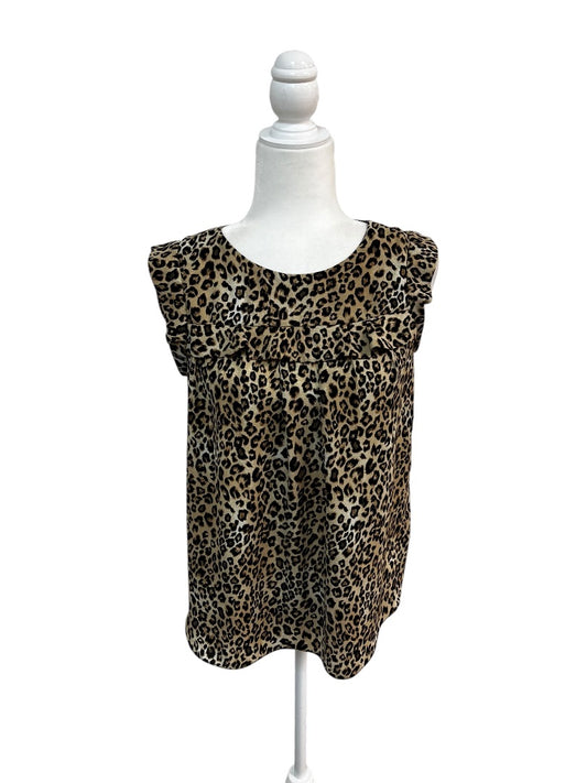 Philosophy Leopard Print Sleeveless Top with Ruffle Cap Shoulders Size Small