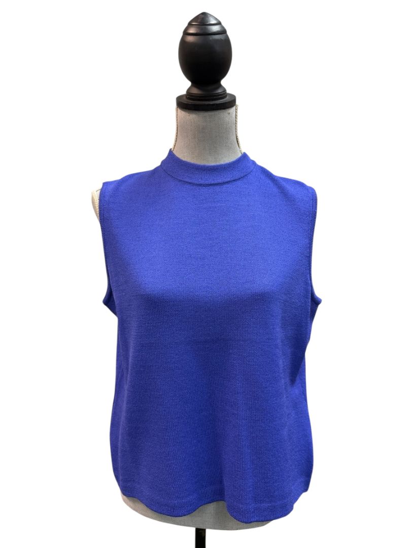 St John Purple Sleeveless Knit Turtleneck Sweater Size Small