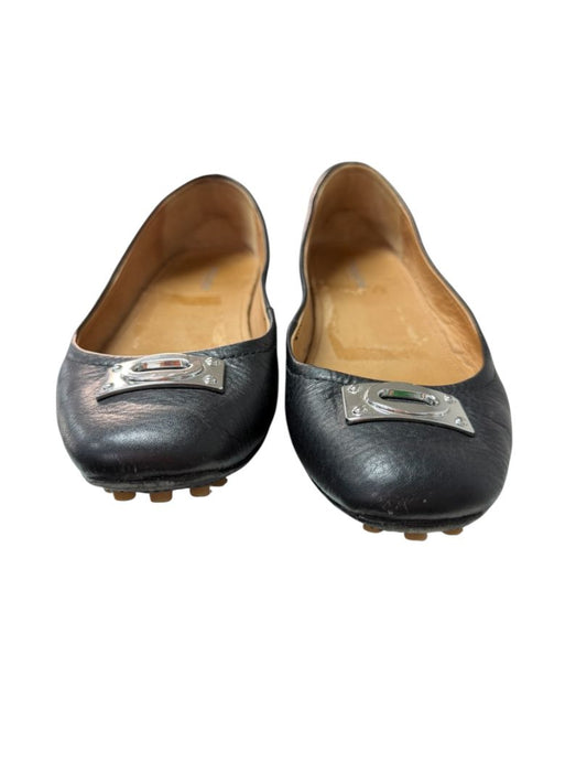 Coach Vernon Black Pebbled Leather Flats Size 8