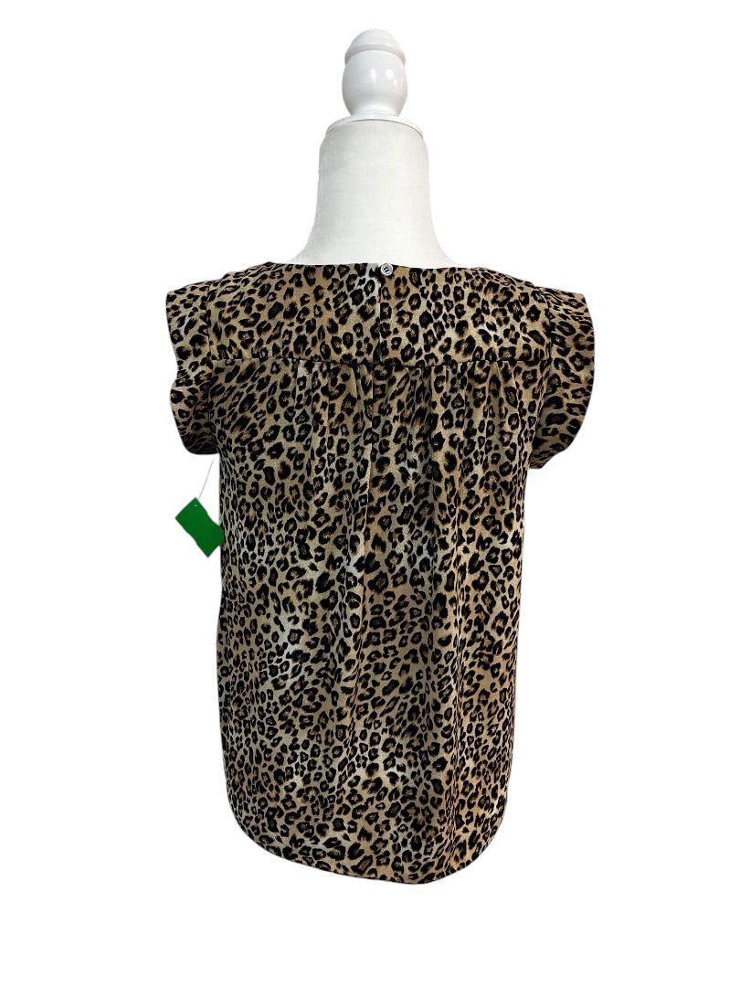 Philosophy Leopard Print Sleeveless Top with Ruffle Cap Shoulders Size Small