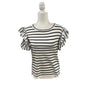 Crown & Ivy White and Black Striped Ruffle Sleeve Top Size Small