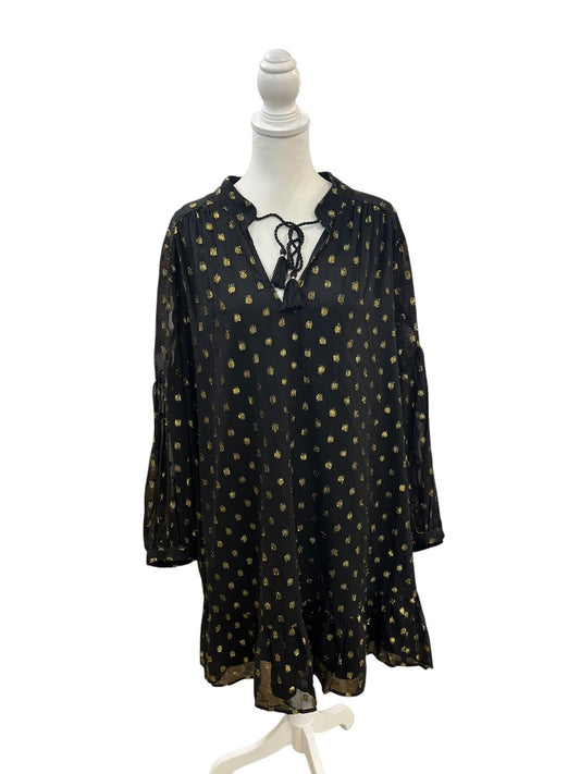 Crown & Ivy Black and Gold Polka Dot Dress Size 2X