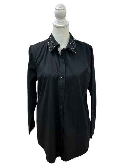 Button Down Black Collared Top by Chico's