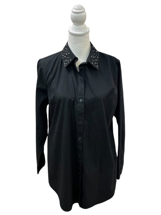 Button Down Black Collared Top by Chico's