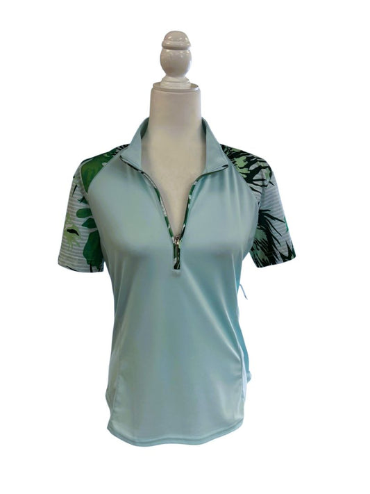Blue & Green Tropical Activewear Top by Monterey Club