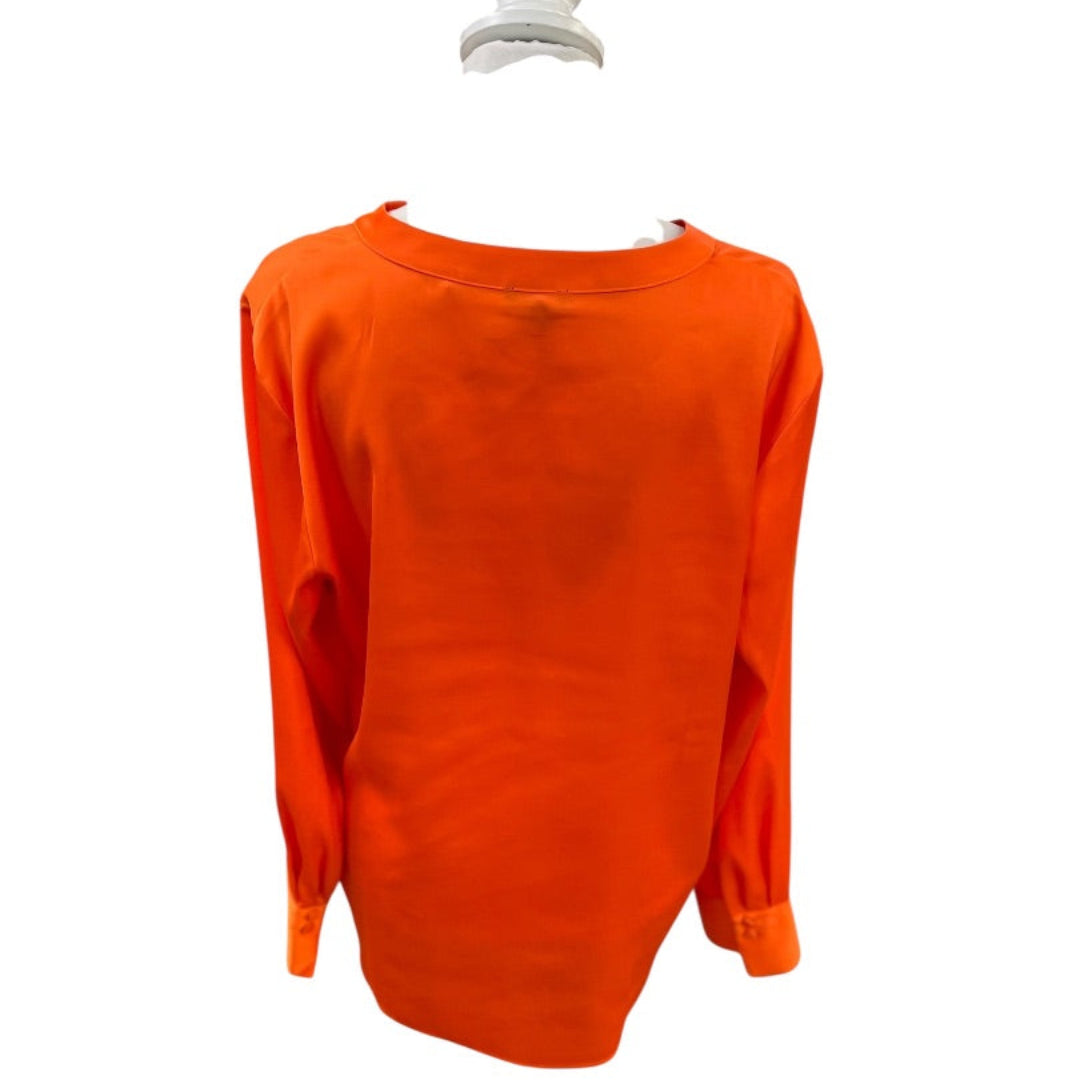 Talbots Orange Long Sleeve V Neck Dress Blouse Size Large NWT